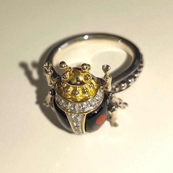 LAGOS Rare Wonders Ladybug Beetle Diamond Gold Silver Gemstone Ring Sz 7 - Picture 13 of 16